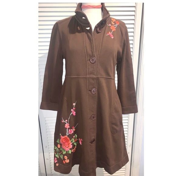Johnny Was Jacket Boho Artesian brown floral embroidery - Picture 1 of 9